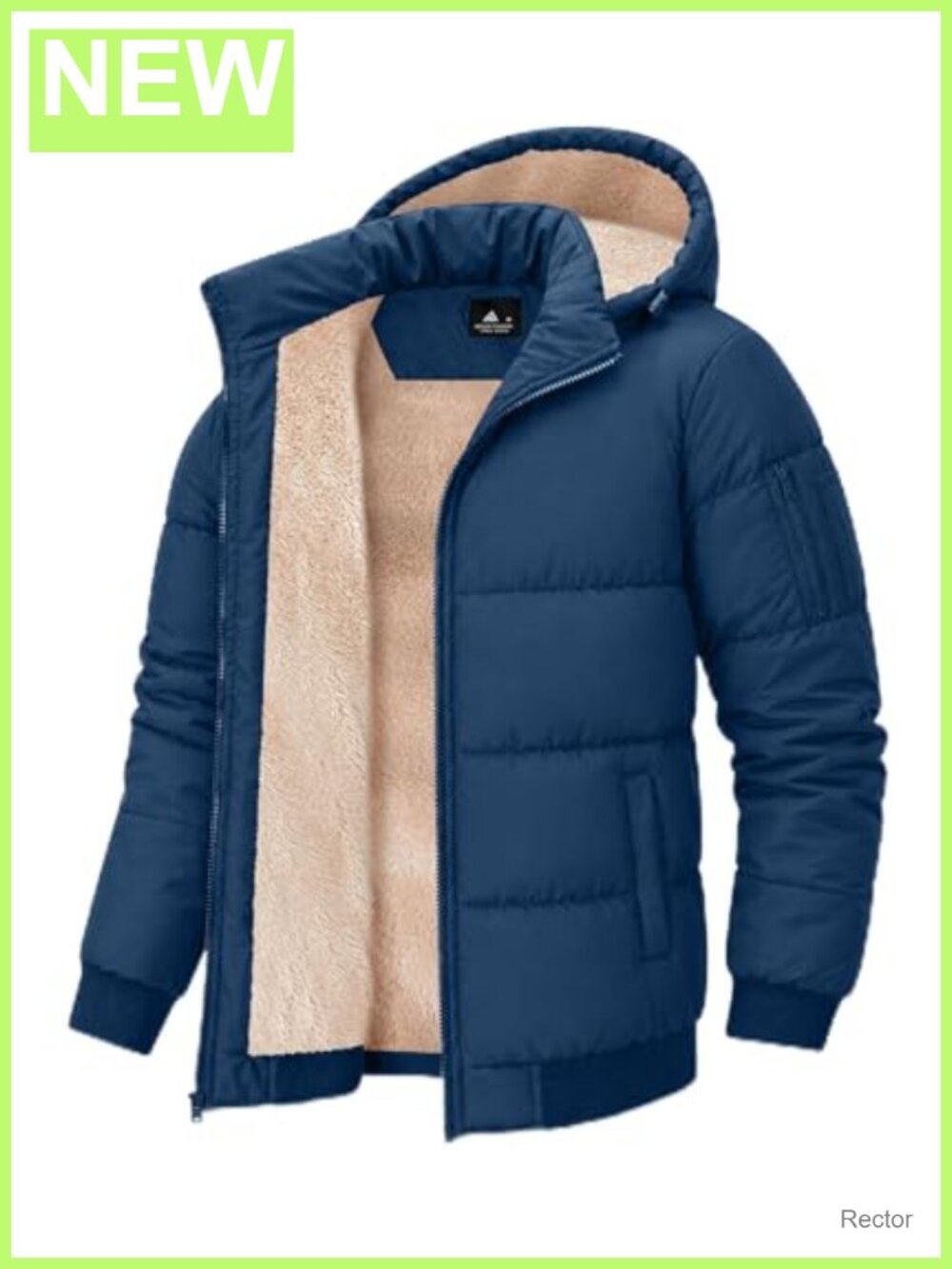 Mens Puffer Coat Sherpa Fleece Lined Parka Water Resistant Winter Jacket Hood